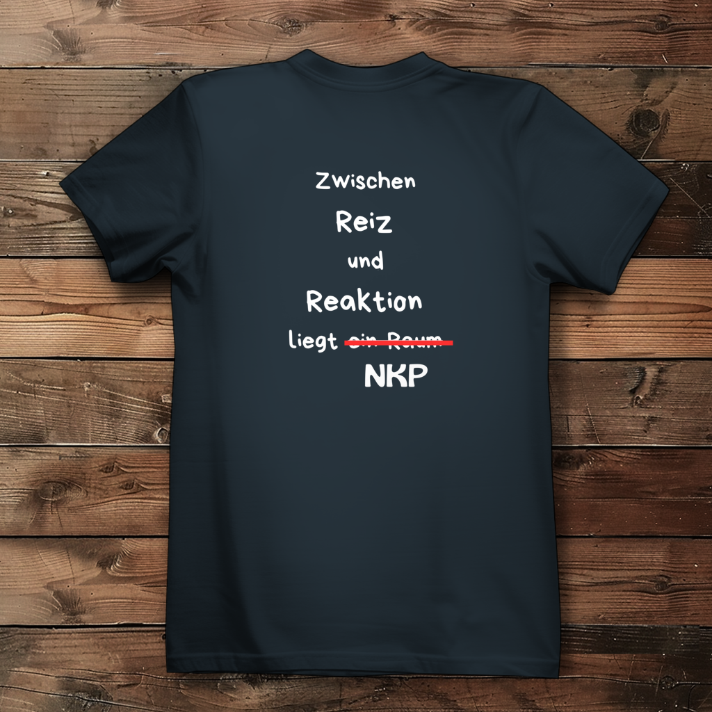 Damen Premium Bio T-Shirt ∣ Reiz und Reaktion ∣ Logo in weiß