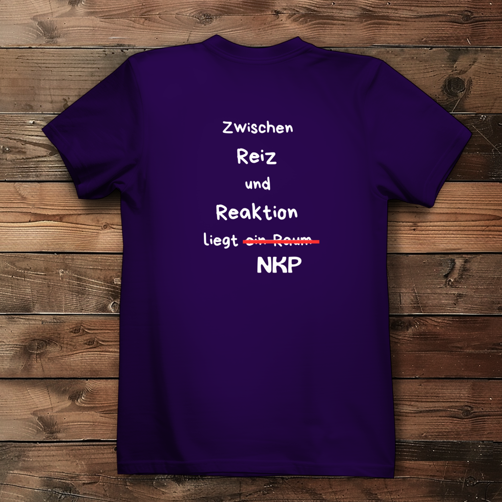 Damen Premium Bio T-Shirt ∣ Reiz und Reaktion ∣ Logo in weiß