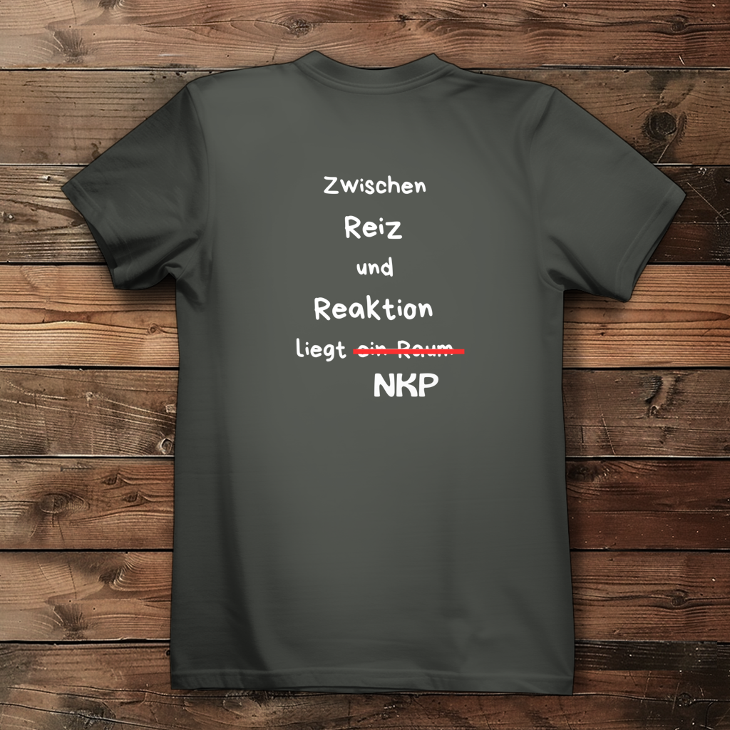 Damen Premium Bio T-Shirt ∣ Reiz und Reaktion ∣ Logo in weiß
