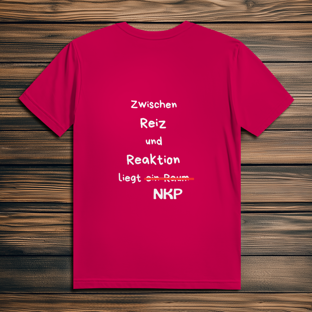 Herren Premium Bio T-Shirt ∣ Reiz und Reaktion ∣ Logo in weiß