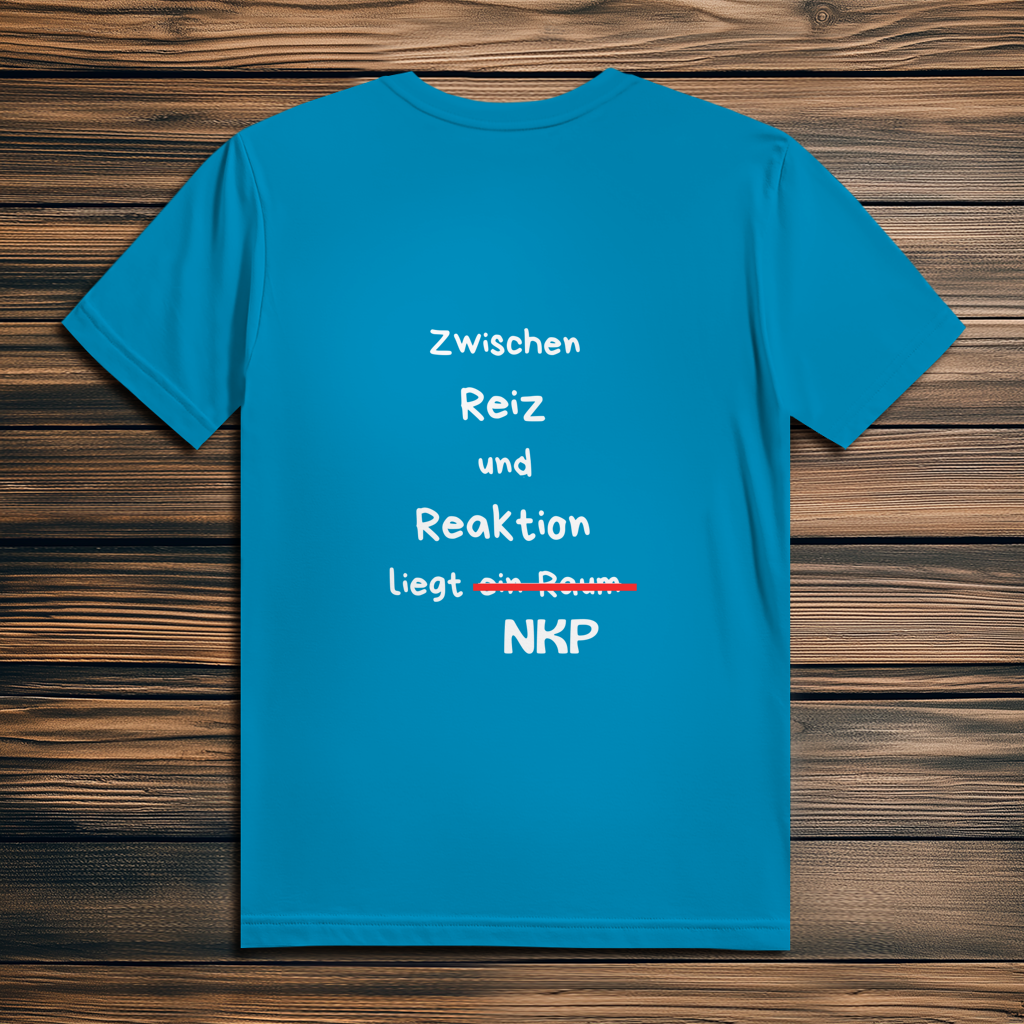 Herren Premium Bio T-Shirt ∣ Reiz und Reaktion ∣ Logo in weiß
