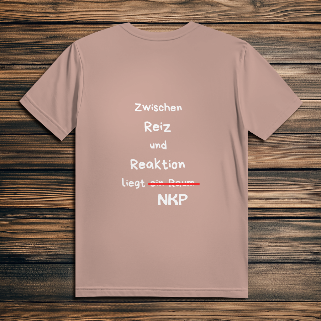 Herren Premium Bio T-Shirt ∣ Reiz und Reaktion ∣ Logo in weiß