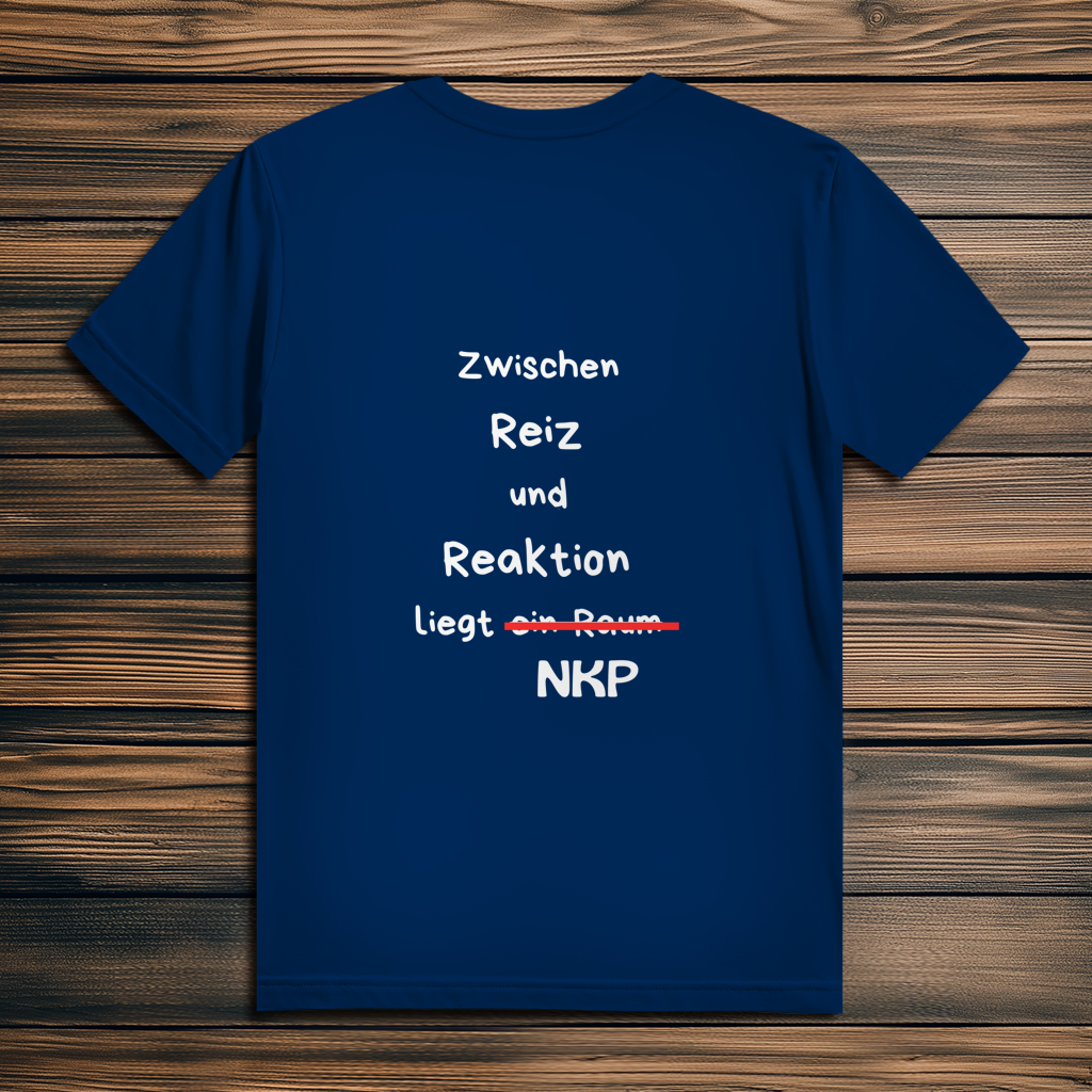 Herren Premium Bio T-Shirt ∣ Reiz und Reaktion ∣ Logo in weiß