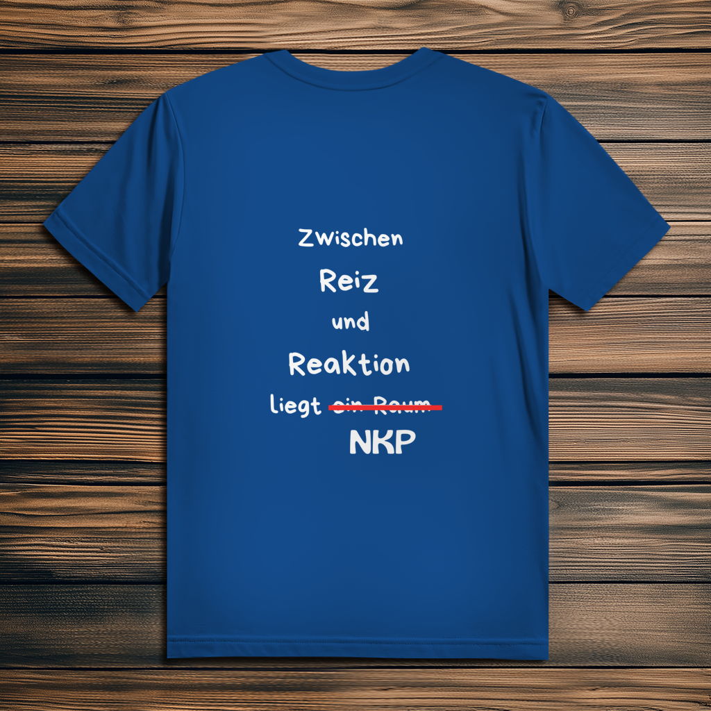 Herren Premium Bio T-Shirt ∣ Reiz und Reaktion ∣ Logo in weiß