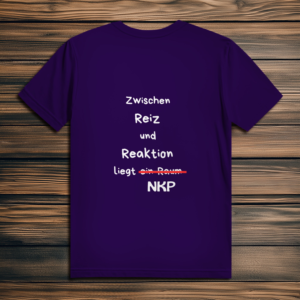 Herren Premium Bio T-Shirt ∣ Reiz und Reaktion ∣ Logo in weiß