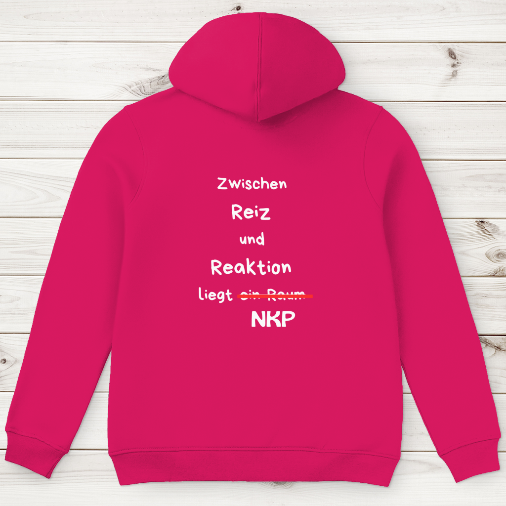 Herren Premium Bio Hoodie ∣ Reiz und Reaktion ∣ Logo in weiß