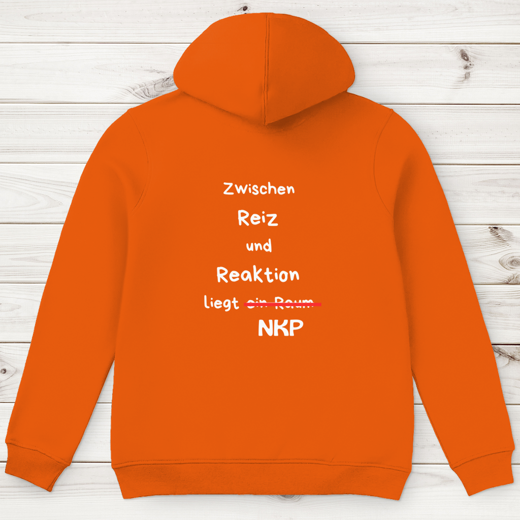 Herren Premium Bio Hoodie ∣ Reiz und Reaktion ∣ Logo in weiß
