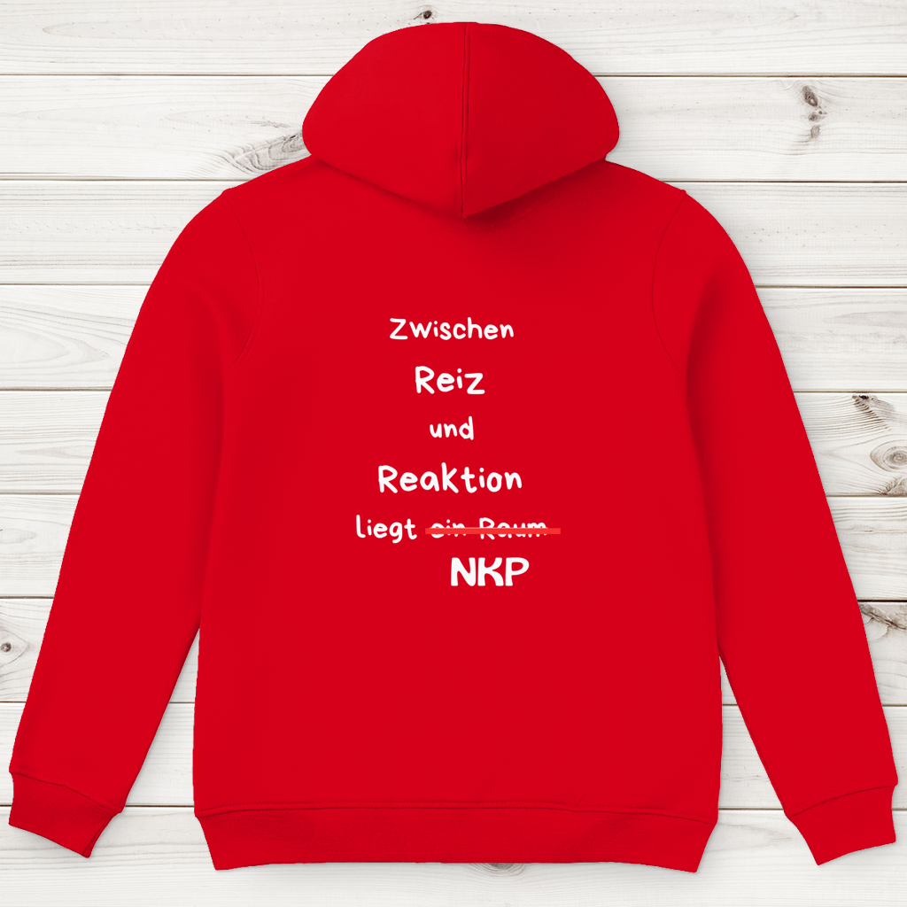 Herren Premium Bio Hoodie ∣ Reiz und Reaktion ∣ Logo in weiß