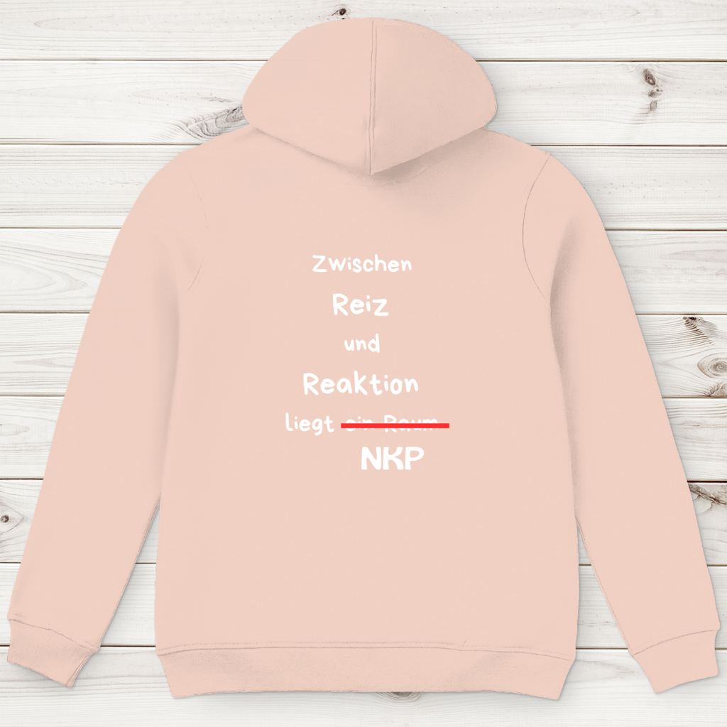 Herren Premium Bio Hoodie ∣ Reiz und Reaktion ∣ Logo in weiß