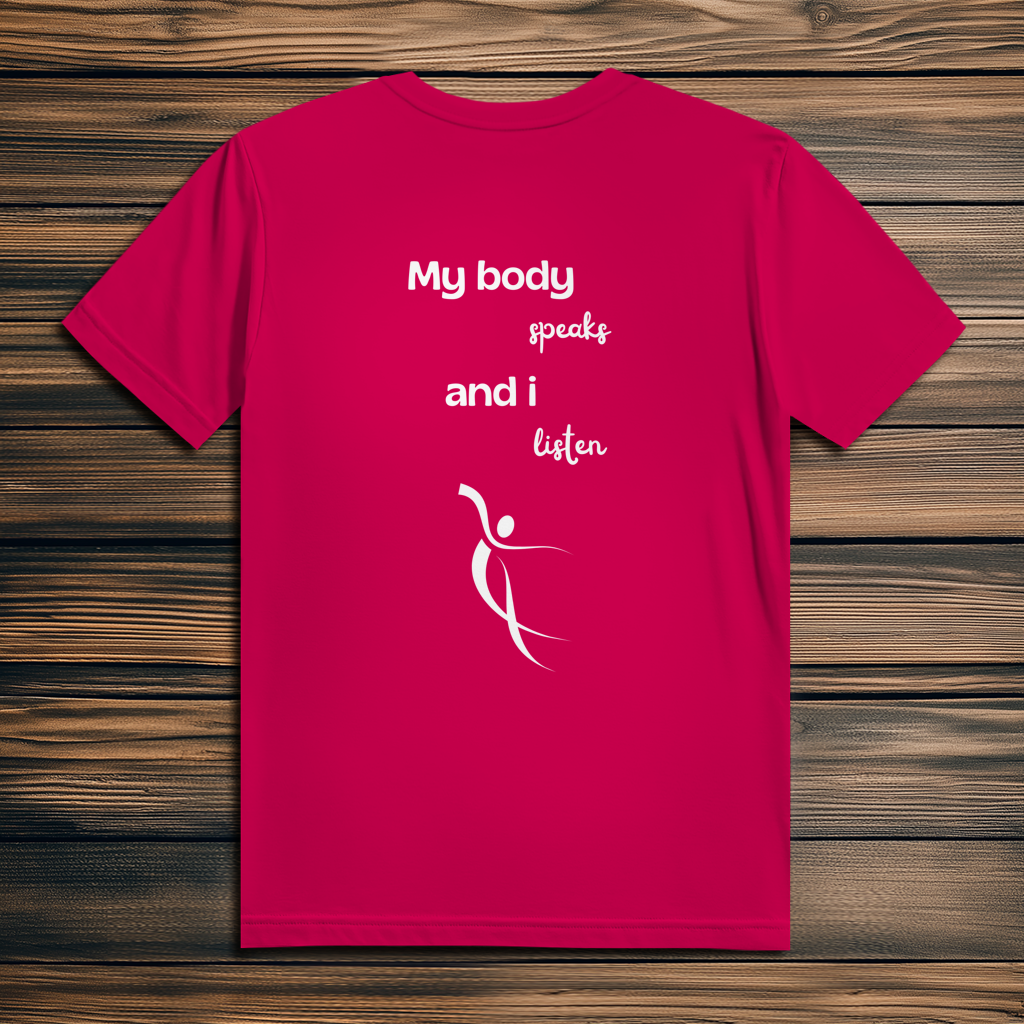 Herren Premium Bio T-Shirt ∣ My Body speaks... ∣ Logo in weiß