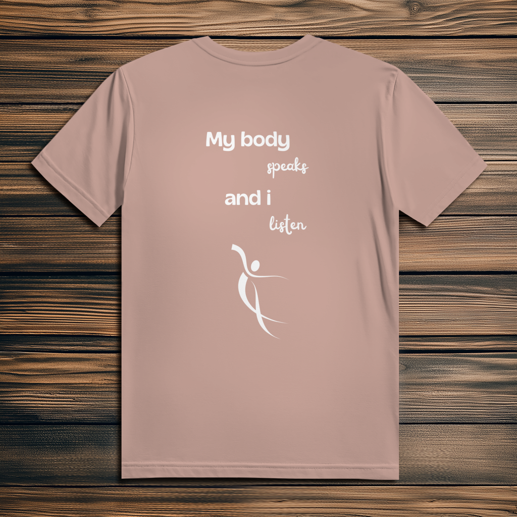 Herren Premium Bio T-Shirt ∣ My Body speaks... ∣ Logo in weiß