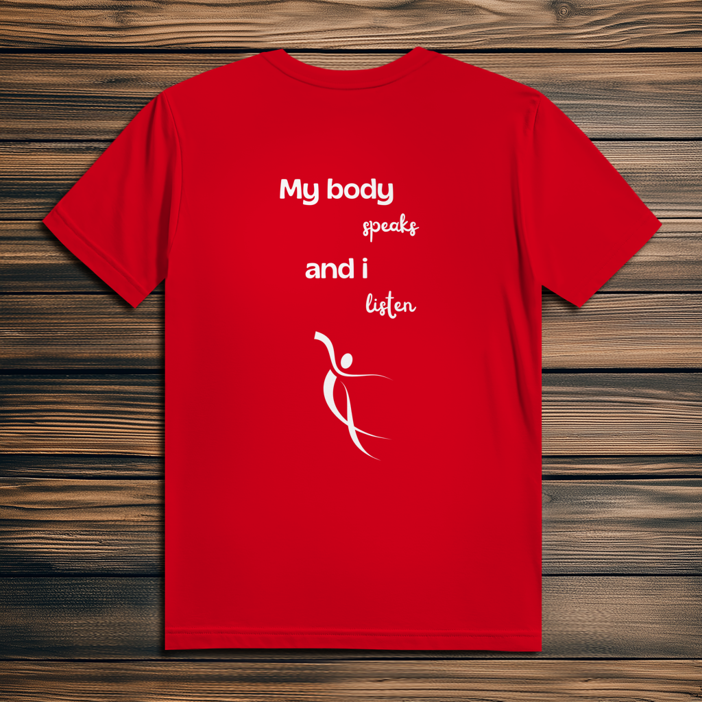 Herren Premium Bio T-Shirt ∣ My Body speaks... ∣ Logo in weiß