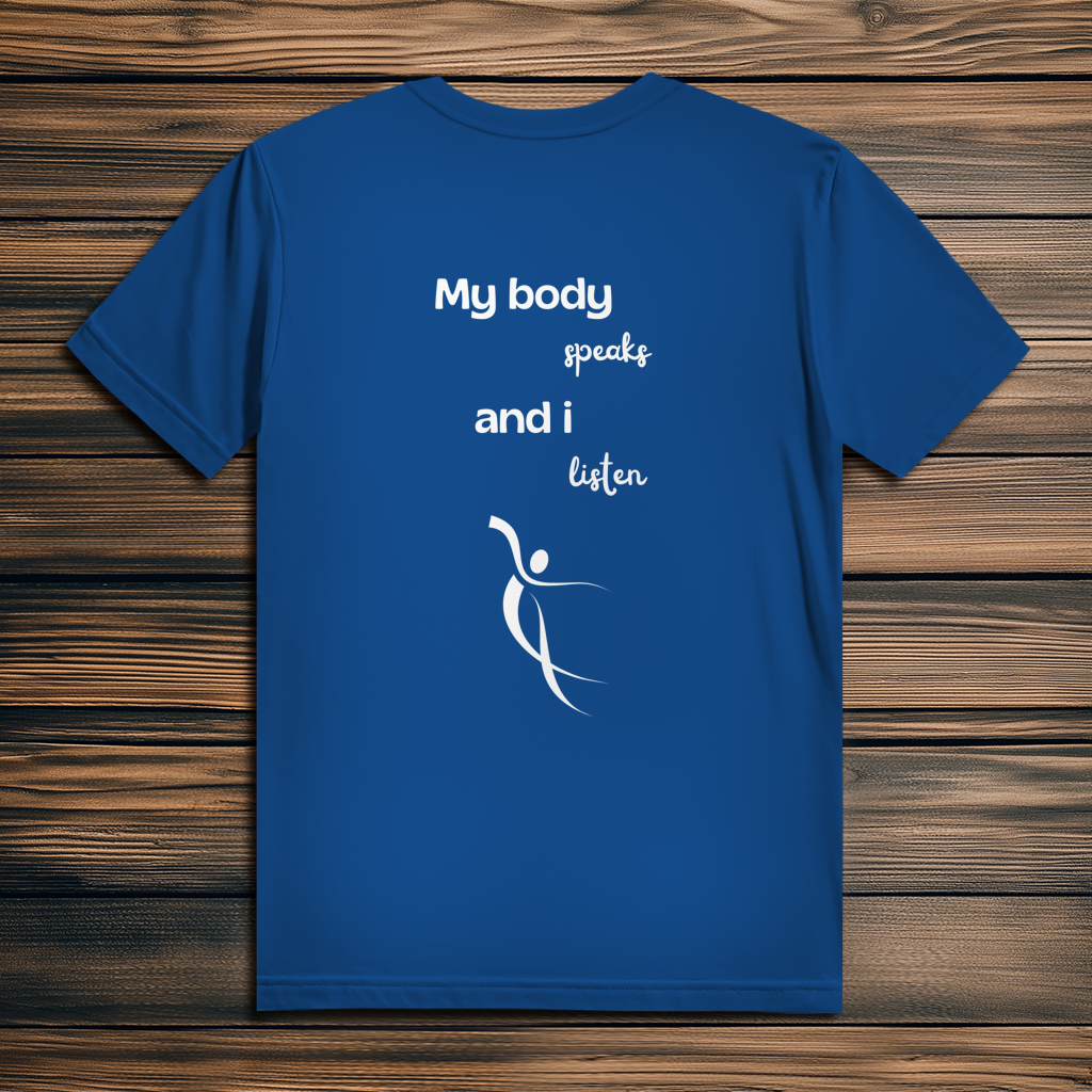 Herren Premium Bio T-Shirt ∣ My Body speaks... ∣ Logo in weiß