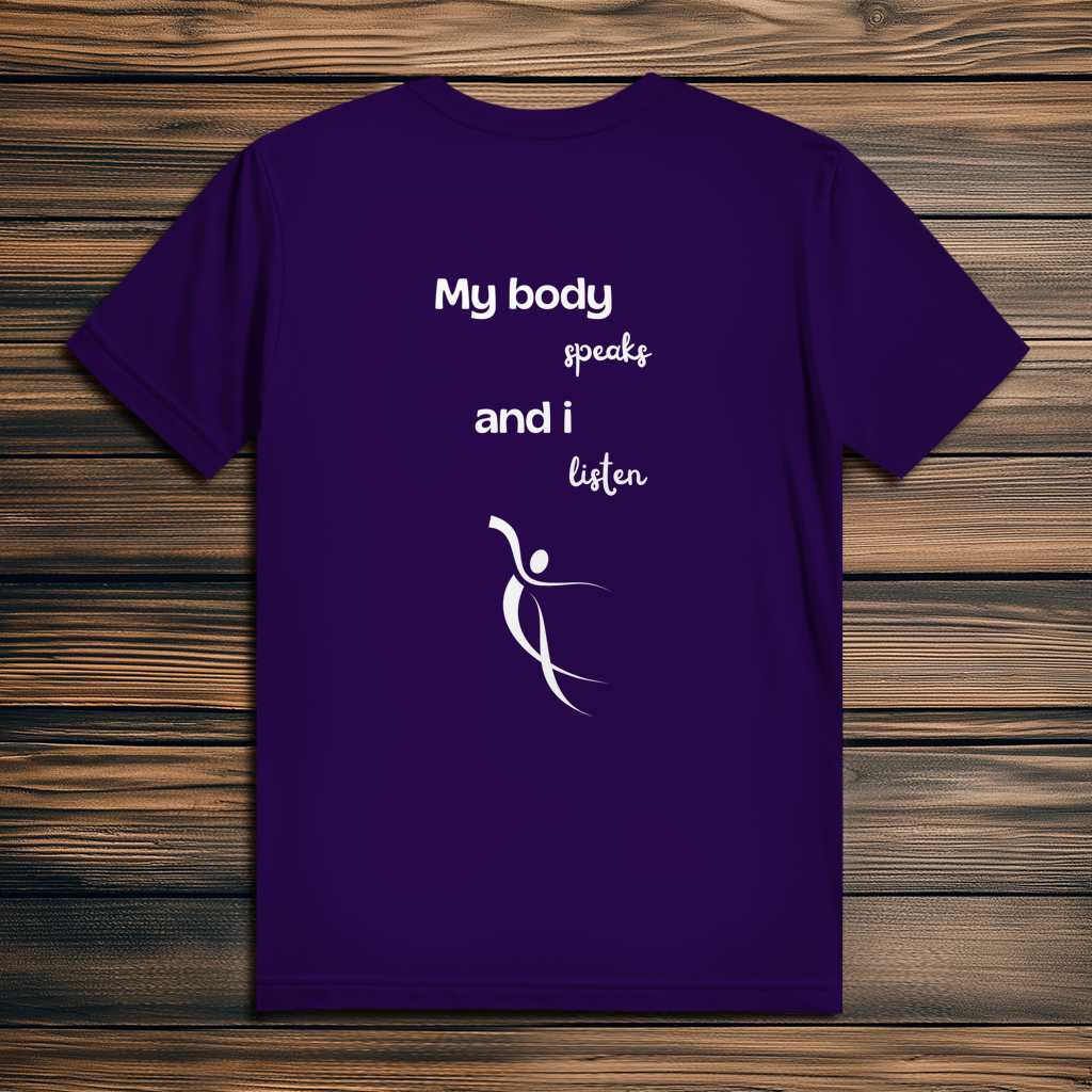 Herren Premium Bio T-Shirt ∣ My Body speaks... ∣ Logo in weiß