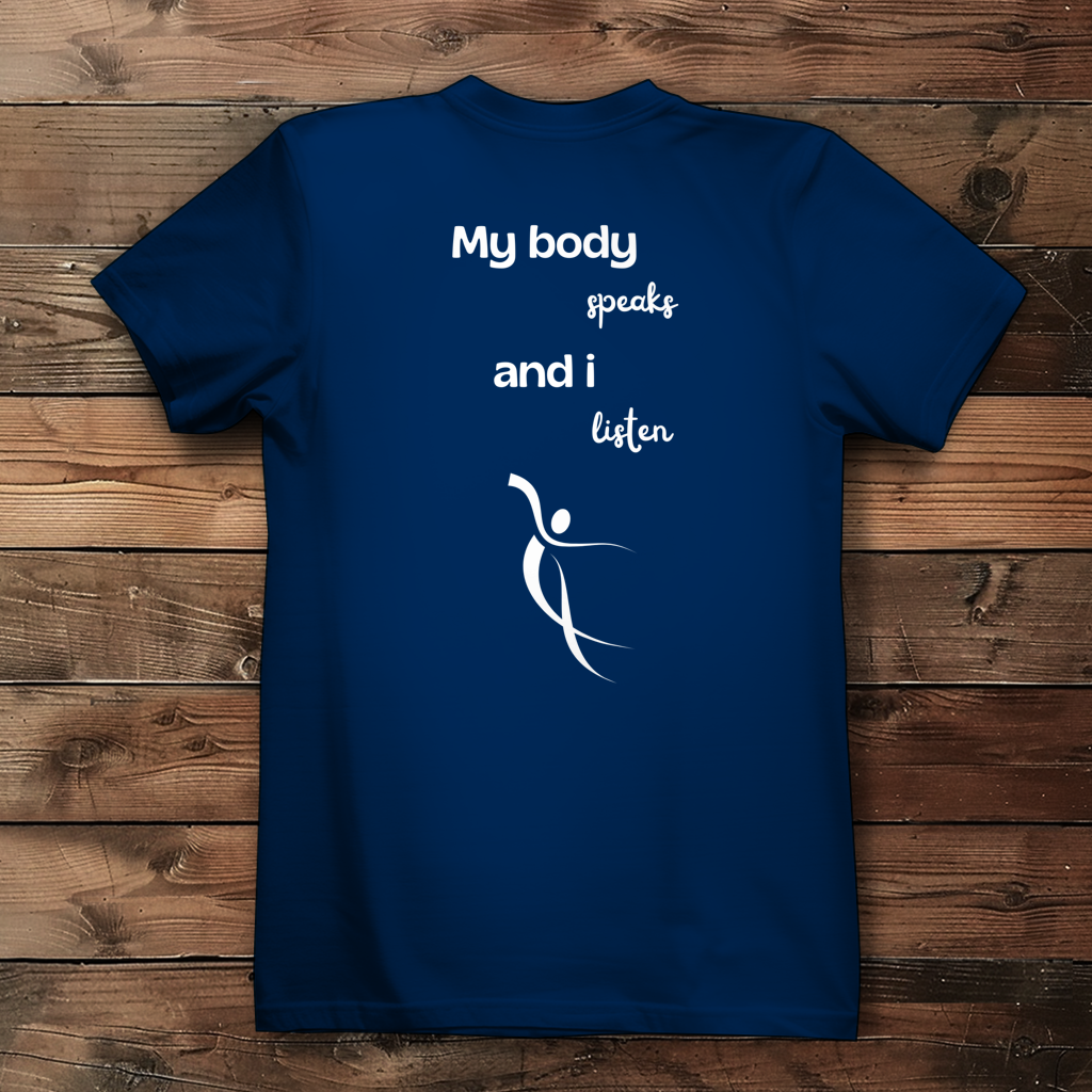 Damen Premium Bio T-Shirt ∣ My Body speaks ... ∣ Logo in weiß