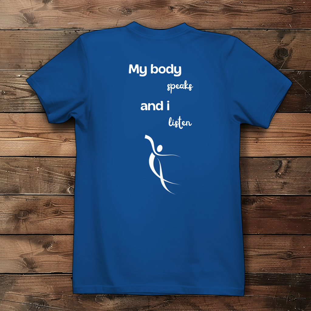 Damen Premium Bio T-Shirt ∣ My Body speaks ... ∣ Logo in weiß