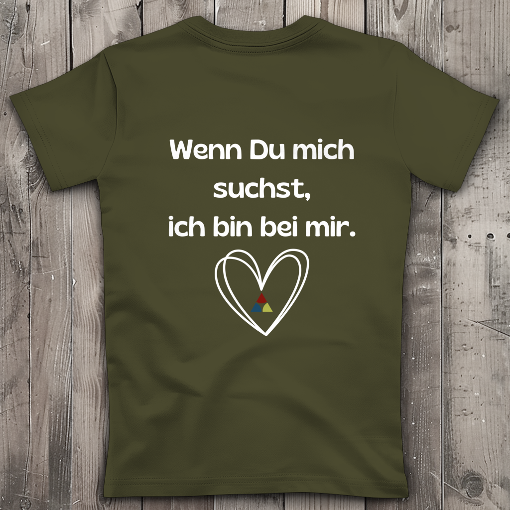 Damen Premium Bio V-Neck T-Shirt Bin bei mir ∣ Logo in weiß