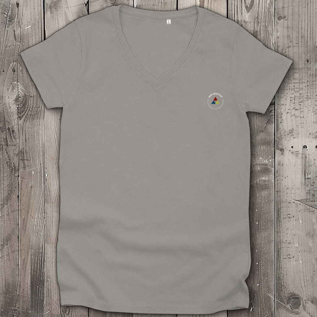 Damen Premium Bio V-Neck T-Shirt Bin bei mir ∣ Logo in weiß