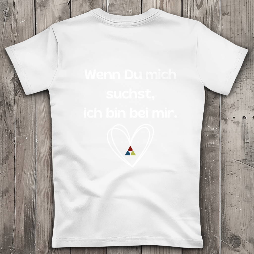 Damen Premium Bio V-Neck T-Shirt ∣ Bin bei mir ∣ Logo in schwarz