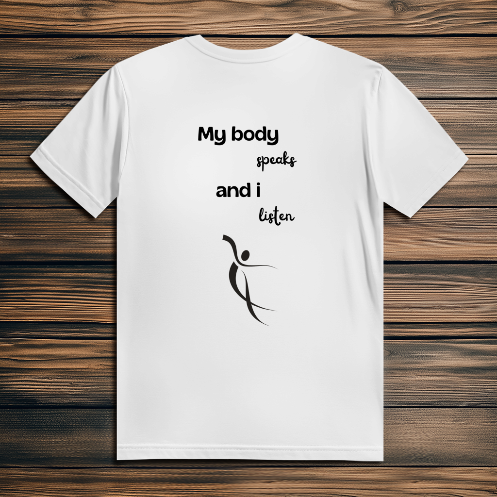 Herren Premium Bio T-Shirt ∣ My Body speaks... ∣ Logo in schwarz