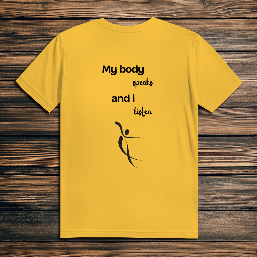 Herren Premium Bio T-Shirt ∣ My Body speaks... ∣ Logo in schwarz