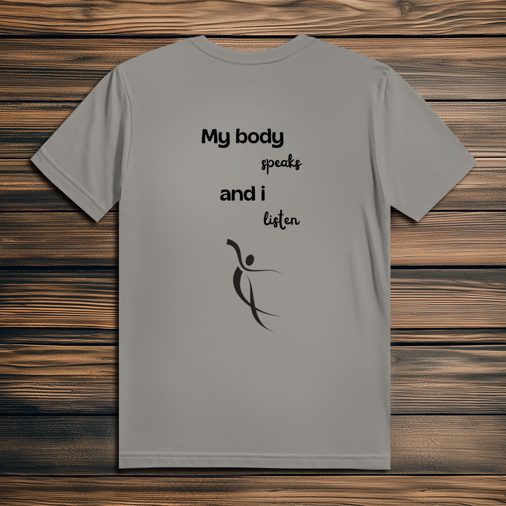 Herren Premium Bio T-Shirt ∣ My Body speaks... ∣ Logo in schwarz