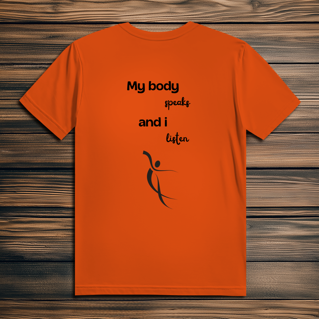 Herren Premium Bio T-Shirt ∣ My Body speaks... ∣ Logo in schwarz