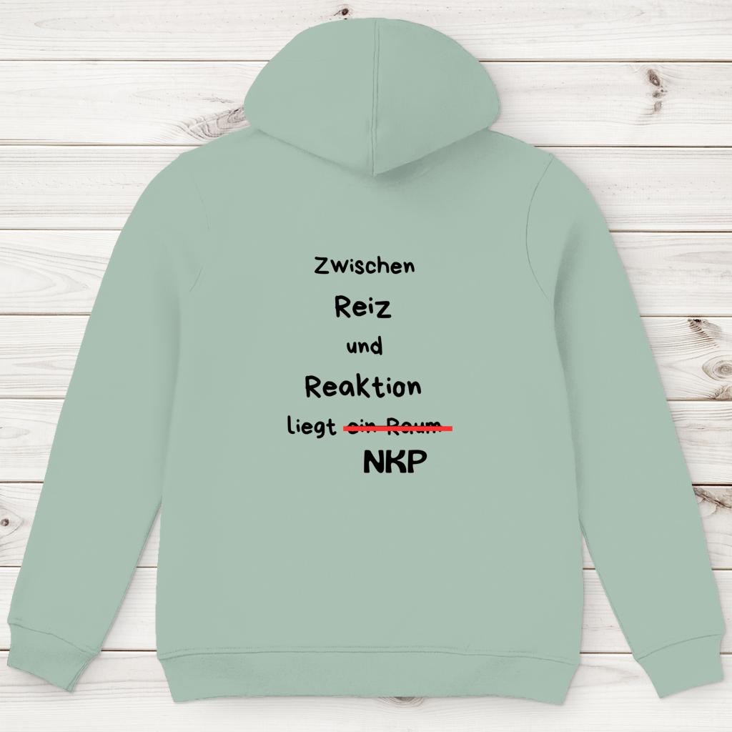 Herren Premium Bio Hoodie ∣ Reiz und Reaktion ∣ Logo in schwarz