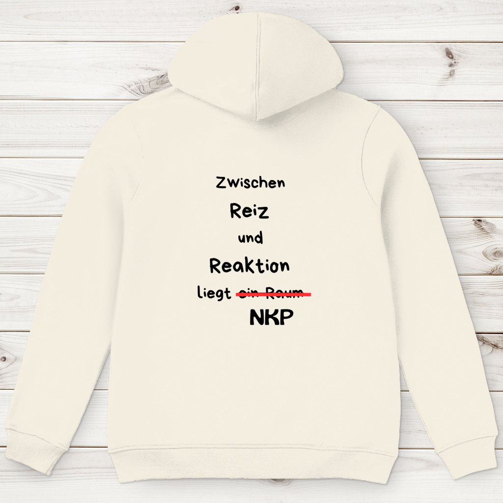 Herren Premium Bio Hoodie ∣ Reiz und Reaktion ∣ Logo in schwarz