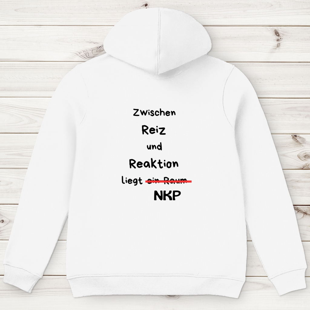 Herren Premium Bio Hoodie ∣ Reiz und Reaktion ∣ Logo in schwarz