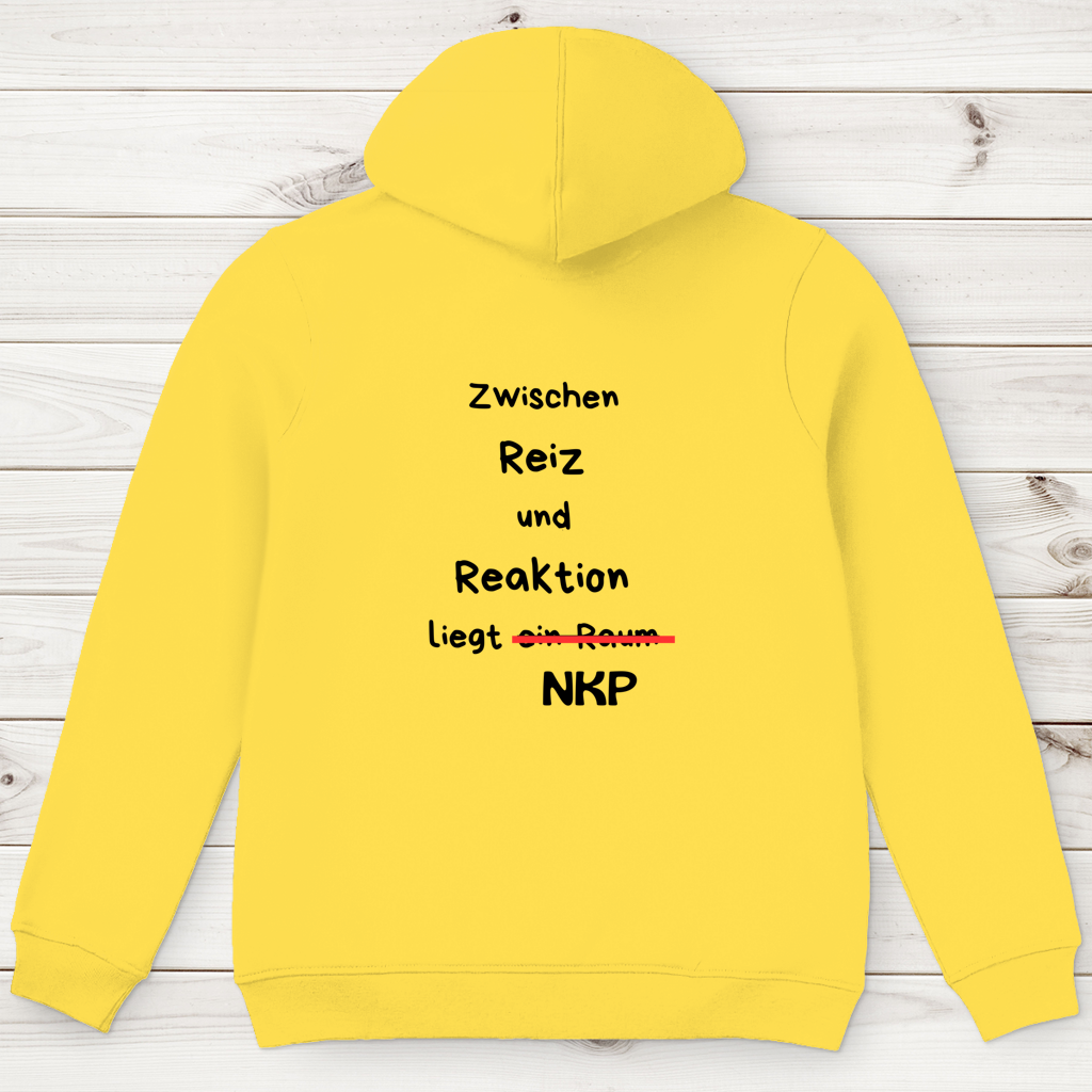 Herren Premium Bio Hoodie ∣ Reiz und Reaktion ∣ Logo in schwarz