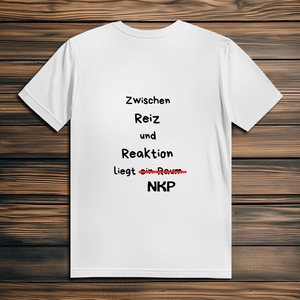 Herren Premium Bio T-Shirt ∣ Reiz und Reaktion ∣ Logo in schwarz