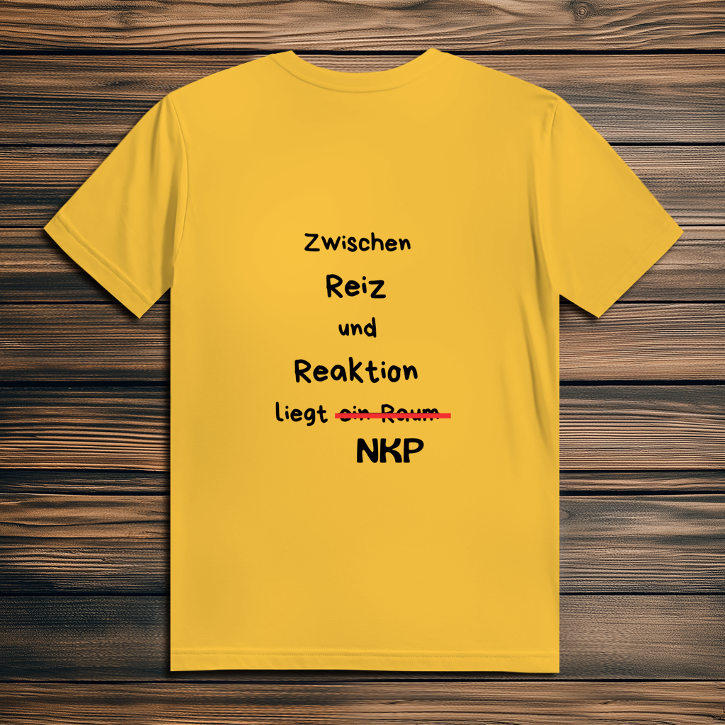 Herren Premium Bio T-Shirt ∣ Reiz und Reaktion ∣ Logo in schwarz
