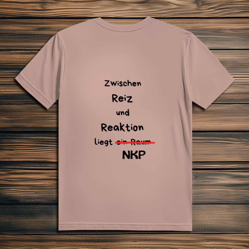 Herren Premium Bio T-Shirt ∣ Reiz und Reaktion ∣ Logo in schwarz