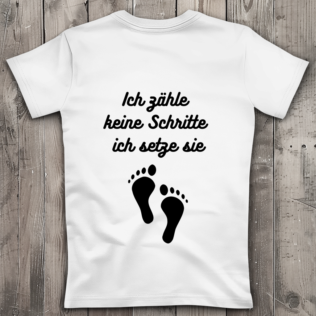 Damen Premium Bio V-Neck T-Shirt ∣ Schritte ∣ Logo in schwarz