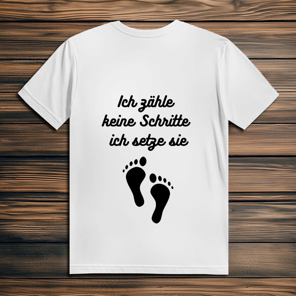 Herren Premium Bio T-Shirt ∣ Ich zähle... Schritte ∣ Logo in schwarz