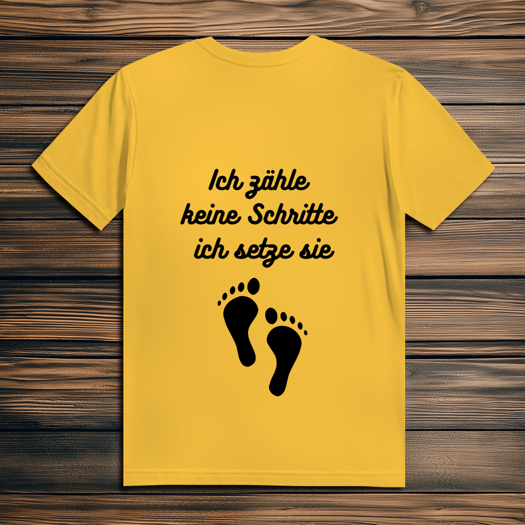 Herren Premium Bio T-Shirt ∣ Ich zähle... Schritte ∣ Logo in schwarz