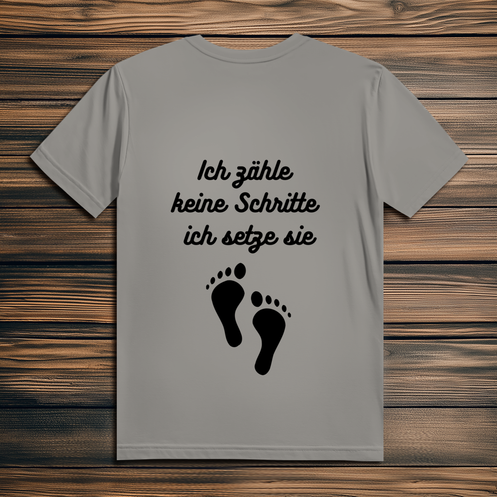 Herren Premium Bio T-Shirt ∣ Ich zähle... Schritte ∣ Logo in schwarz