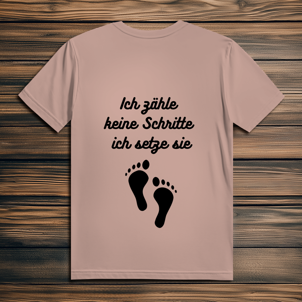 Herren Premium Bio T-Shirt ∣ Ich zähle... Schritte ∣ Logo in schwarz
